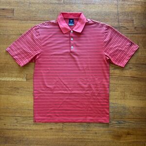 Nike Dri-FIT Men's Golf Polo Shirt Coral‎ Black Stripe Short Sleeve Size M